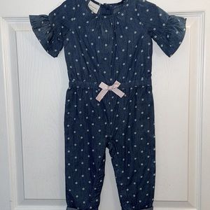 First Impressions Polka Dot Denim Romper